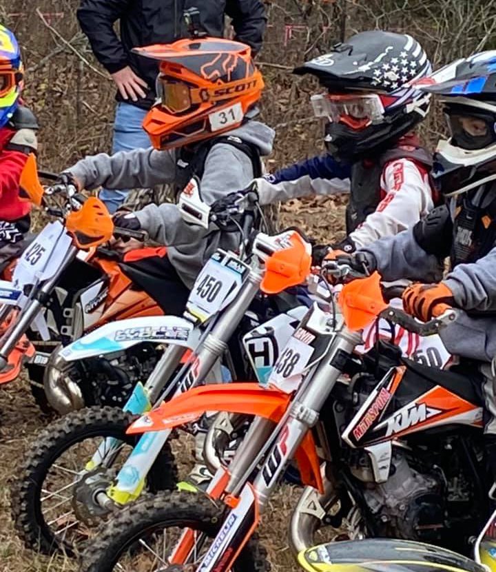 Jhenner Walker, middle, #450, took second in the PeeWee 8-and-Under A class at the Hillbilly Gran Prix race at Hardwood Hills Ranch in Mansfield, MO, on Sunday, Nov. 29. Jhenner’s brothers also raced that day, with Jhadyn finishing sixth in pro and Jhak finishing first in B Junior.